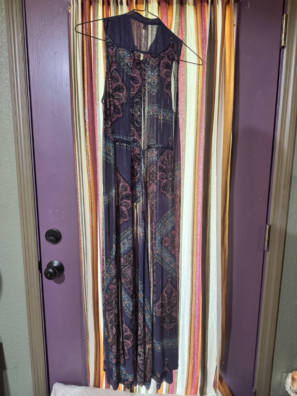 Free People Intimately "Night Shimmers" Sheer Pleated Lounger Jumpsuit - Size 6 - Picture 2 of 5